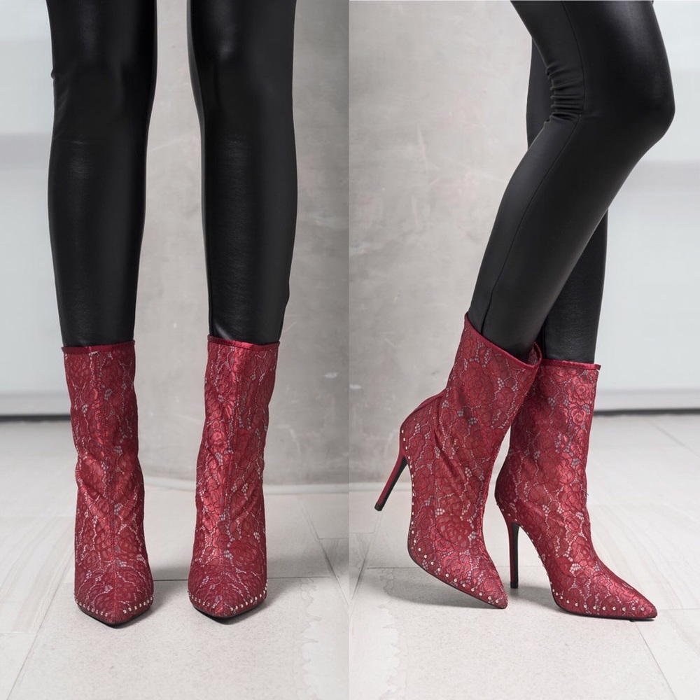 ⚡️Sample Sale⚡️ Red Lace Studded Boots